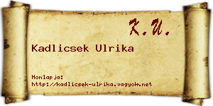 Kadlicsek Ulrika névjegykártya